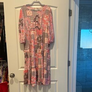 Celeste Pink and Gray Long Sleeve Dress